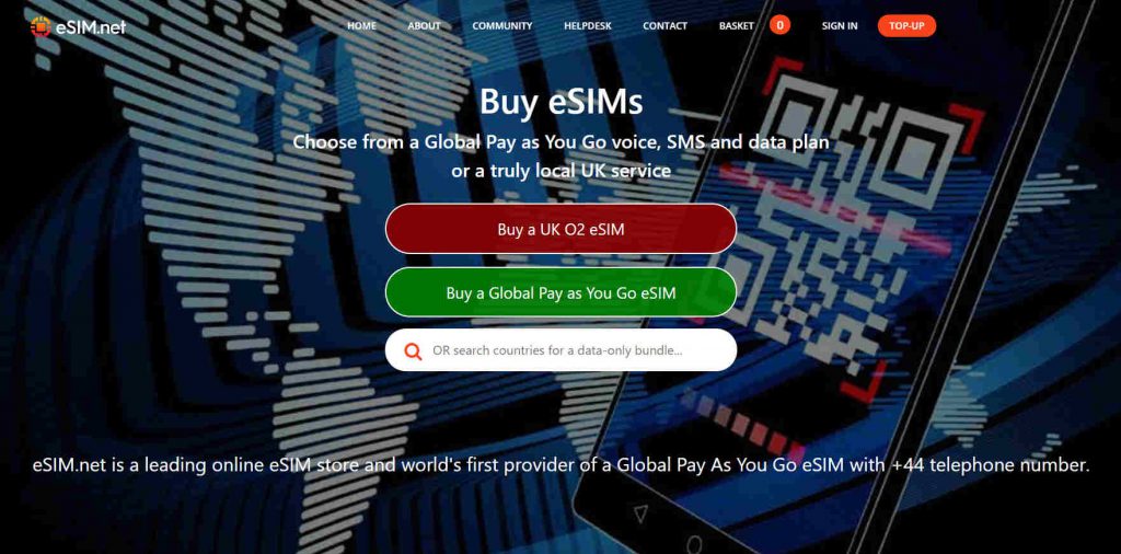 eSIM.net 首页截图